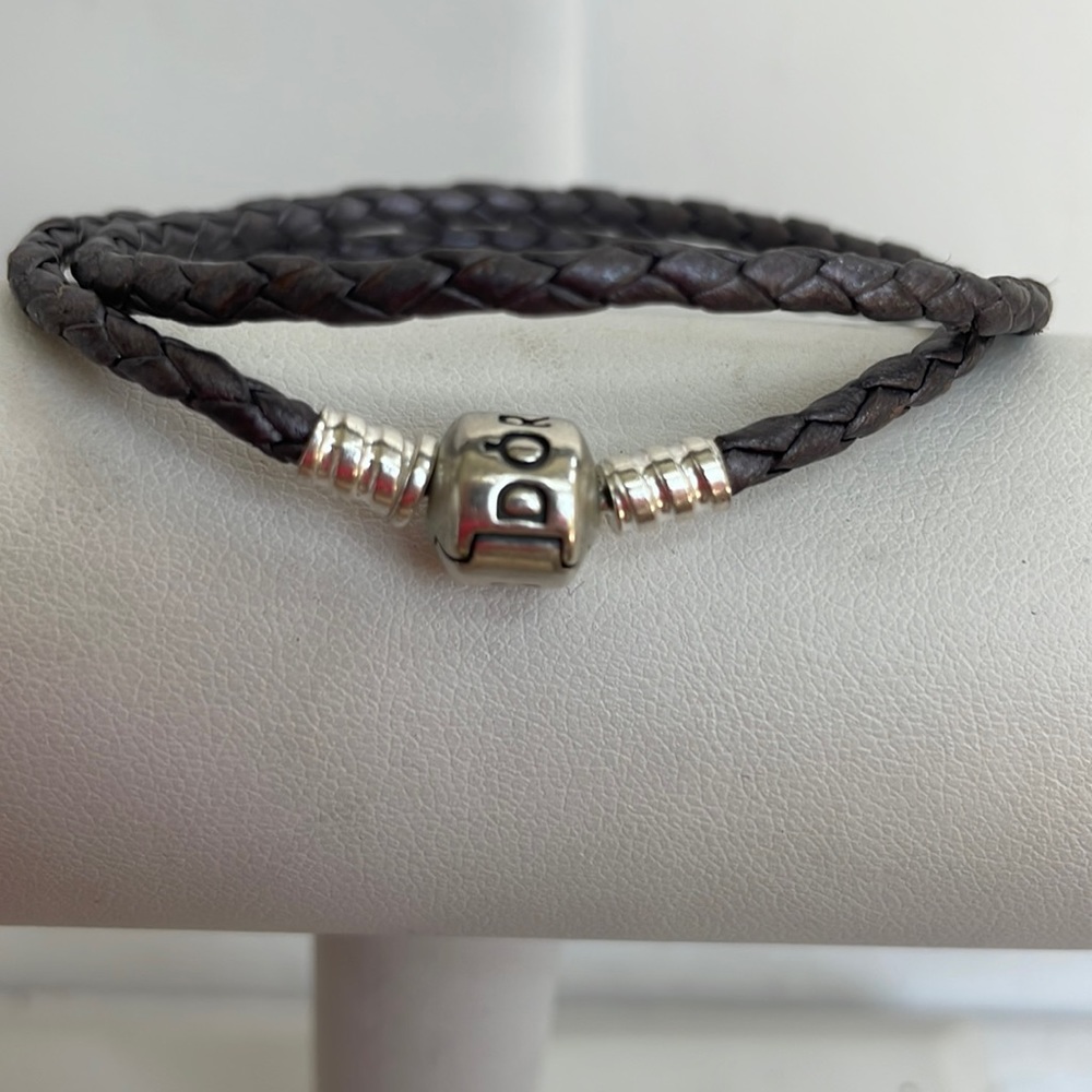 Pandora Double Braided Purple Leather Bracelet